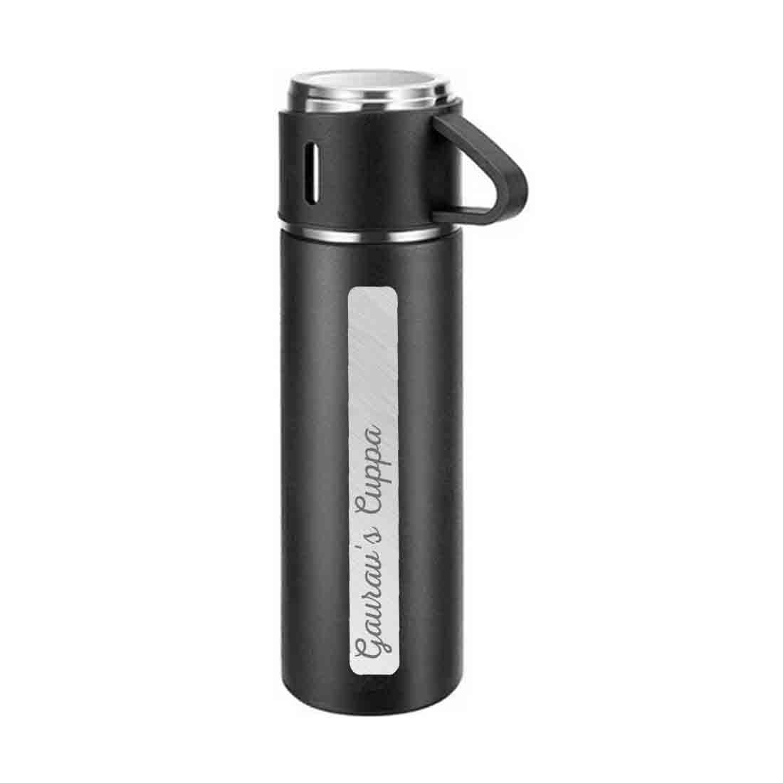 Personalized Vacuum Flask With 1 Cup for Hot & Cold Water - Add Name