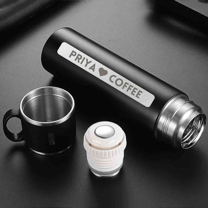 Personalized Steel Thermos Flask for Tea & Coffee Travel Vacuum Flask - COFFEE