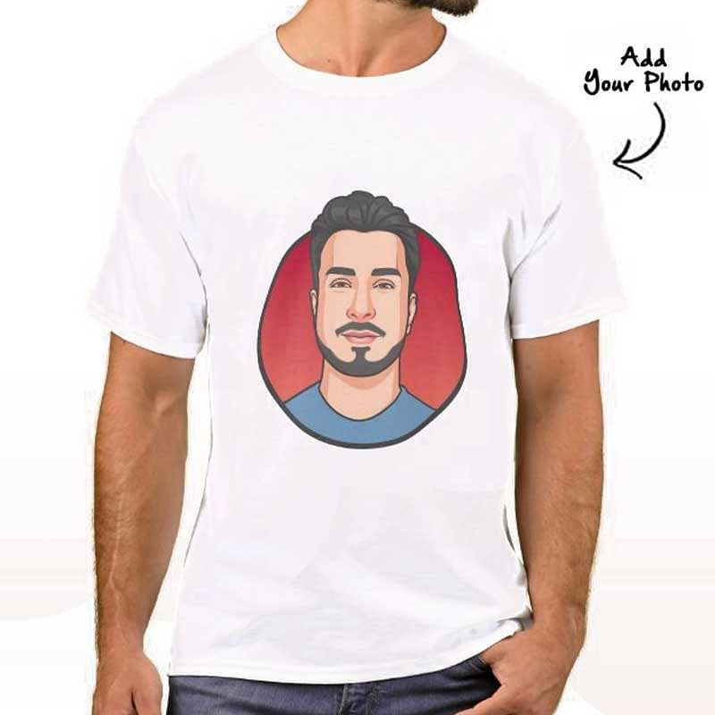Personalized Mens T-Shirt Add Photo With Cartoon Effect In Circle Nutcase