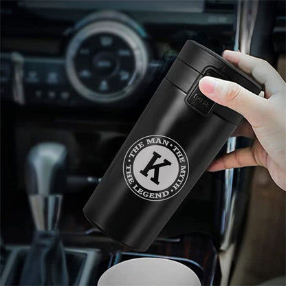 Personalised Coffee Cup With Lid for Office Travelling Portable Flask Sipper (380 ML) - Monogram