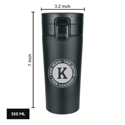 Personalised Coffee Cup With Lid for Office Travelling Portable Flask Sipper (380 ML) - Monogram