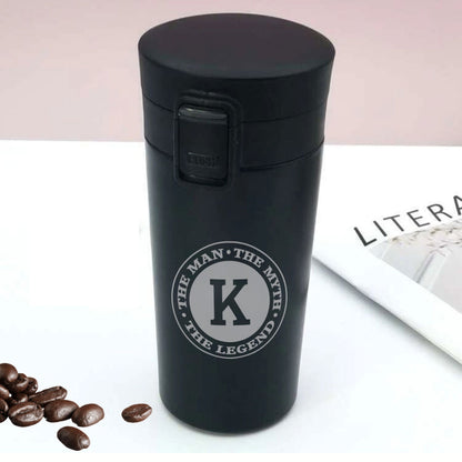 Personalised Coffee Cup With Lid for Office Travelling Portable Flask Sipper (350 ML) - Monogram