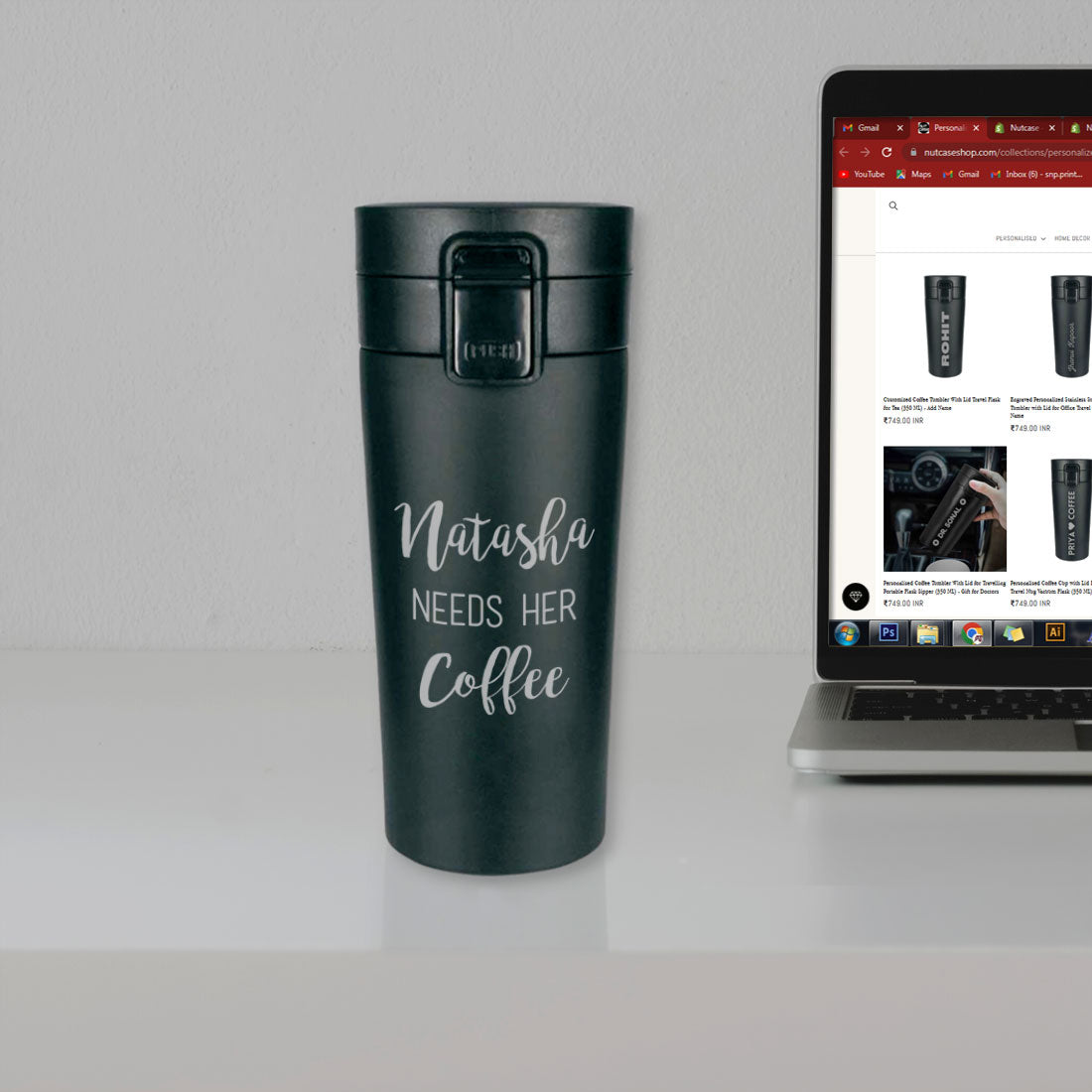 Customized Coffee Tumbler Insulated for Travelling Office Car Engraved Sipper Flask - Coffee Lover