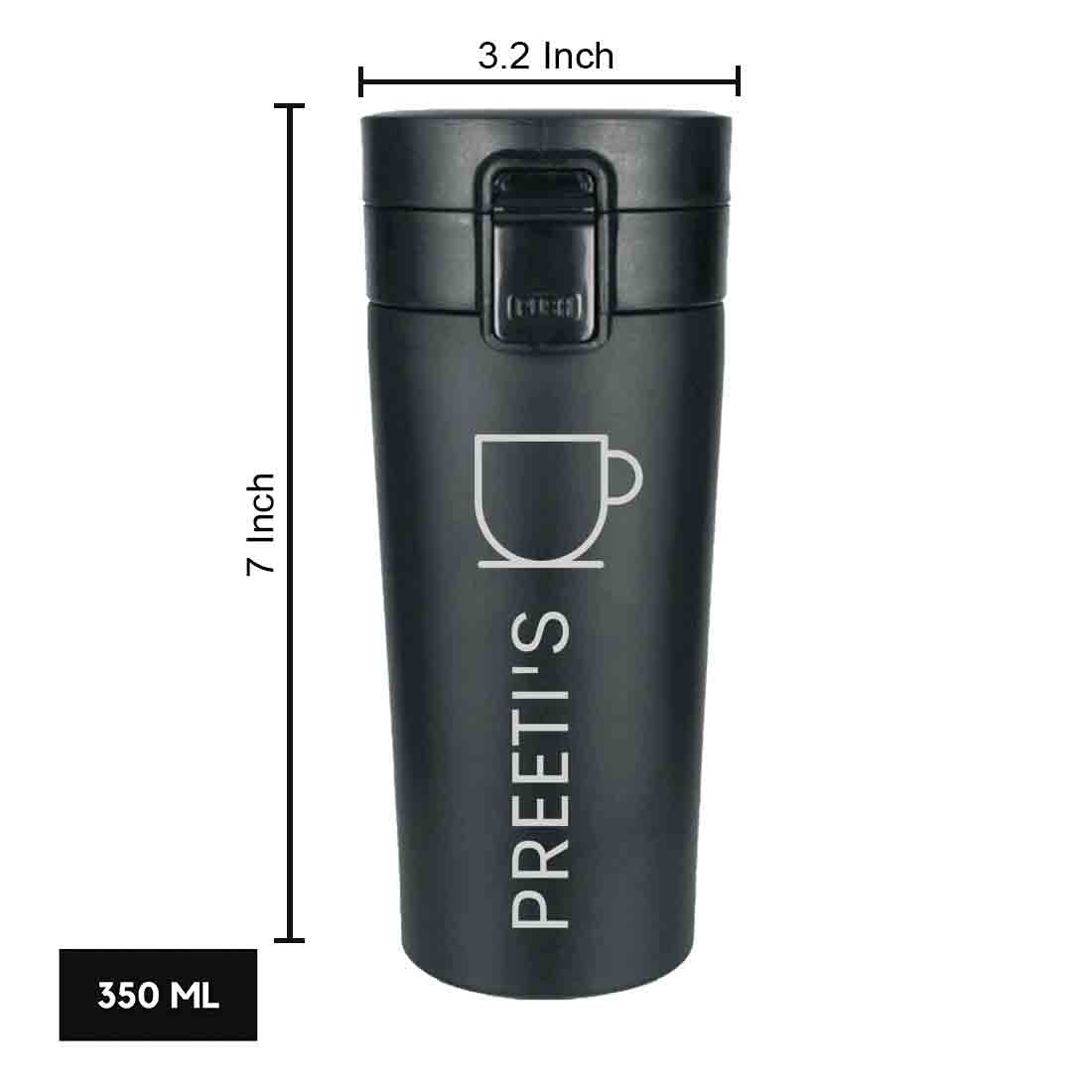 Personalized Travel Coffee Flask Sipper With Name Engraved Stainless Steel Flask  - Tea Cup