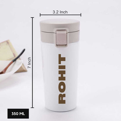 Customized Coffee Tumbler With Lid Travel Flask for Tea (380 ML) - Add Name