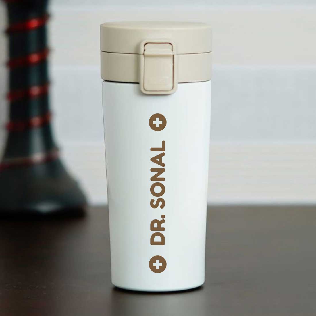 Personalised Coffee Tumbler With Lid for Travelling Portable Flask Sipper (380 ML) - Gift for Doctors