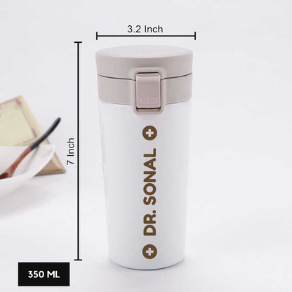 Personalised Coffee Tumbler With Lid for Travelling Portable Flask Sipper (380 ML) - Gift for Doctors