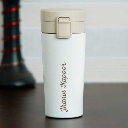 Engraved Personalized Stainless Steel Coffee Tumbler with Lid for Office Travel College - Add Name