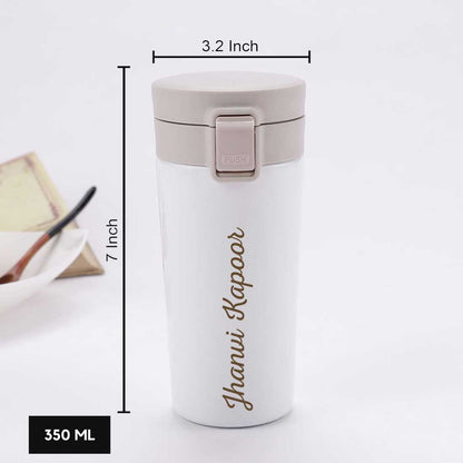 Engraved Personalized Stainless Steel Coffee Tumbler with Lid for Office Travel College - Add Name