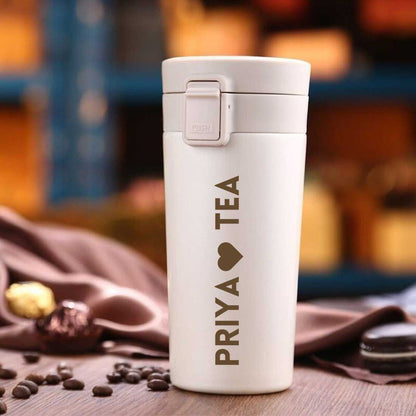 Customized Insulated Coffee Travel Mug With Name Engraved Design (380 ML) - Tea Lover