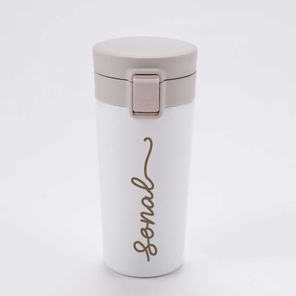 Personalized Travel Coffee Flask Sipper With Name Engraved Stainless Steel Flask (380 ML)  - Add Name