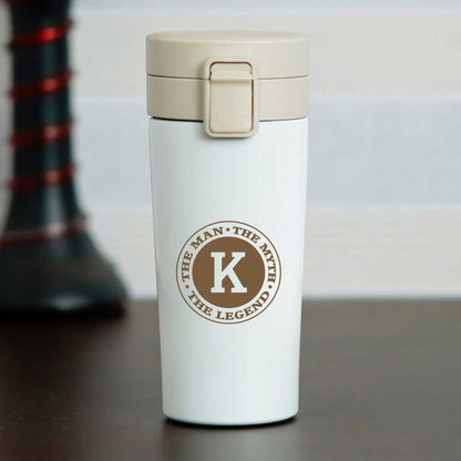 Personalised Coffee Cup With Lid for Office Travelling Portable Flask Sipper (380 ML) - Monogram