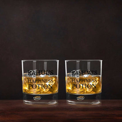 New Personalized Whiskey Glass - Gift For Him Husband Boyfriend - Happiness