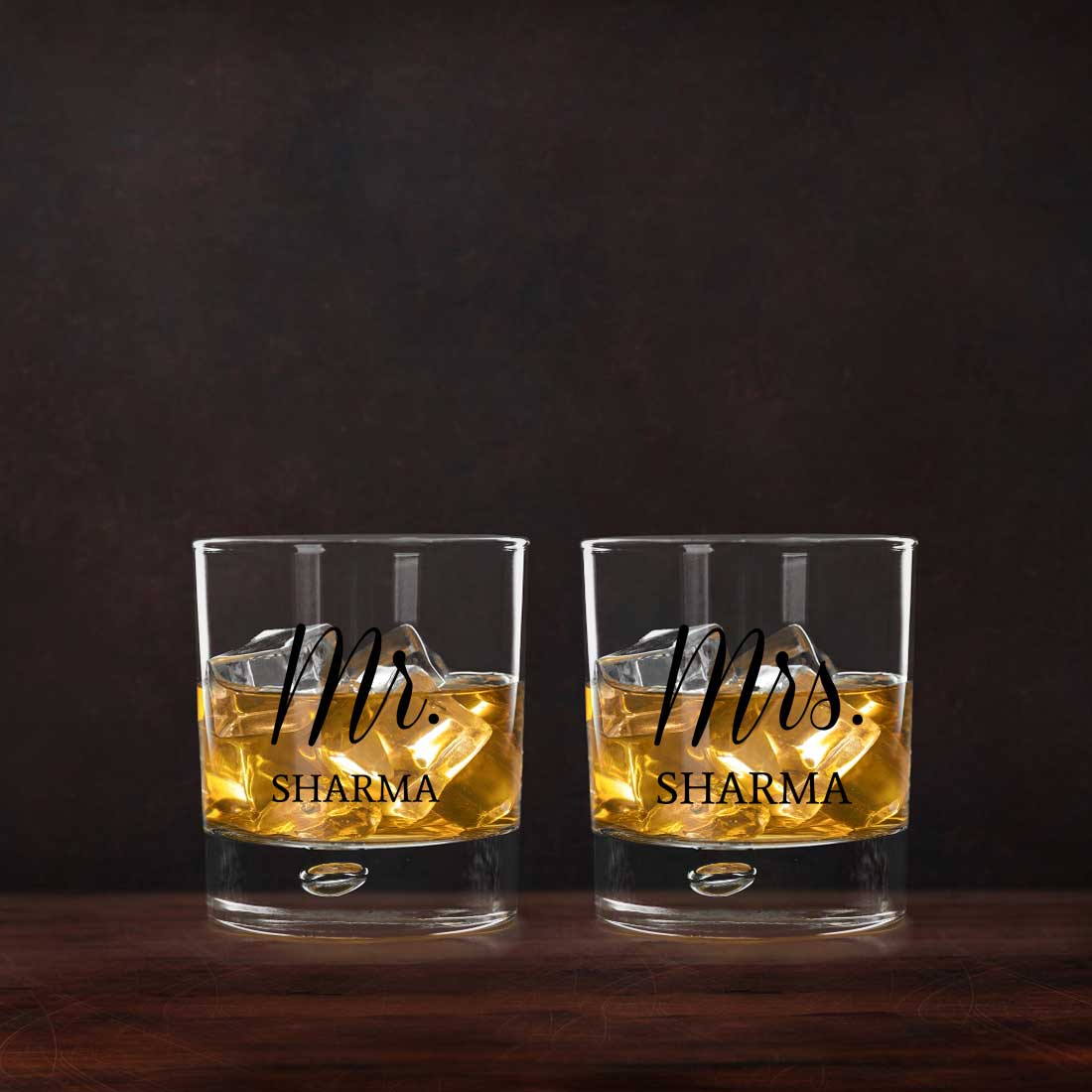 Mr & Mrs Whiskey Glass Set - Gift Box for Couples