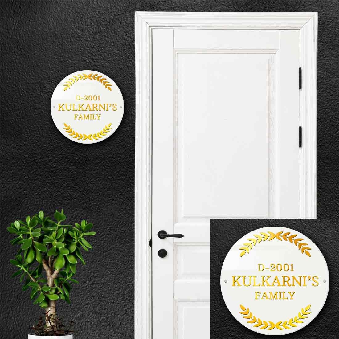 Personalized Round Name Plate for Home Office Flat Door Entrance