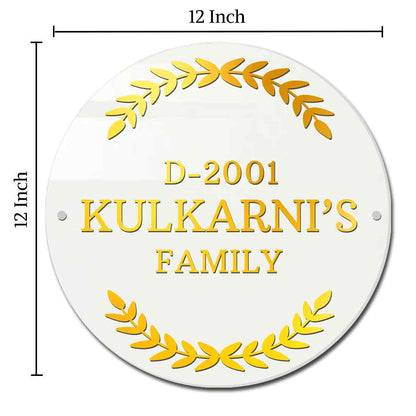 Personalized Round Name Plate for Home Office Flat Door Entrance