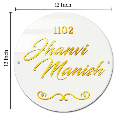 Personalised Round Name Plate for Home Flat Office Door Entrance - Family