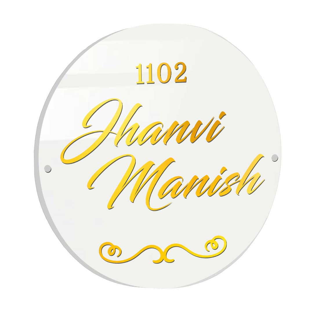 Personalised Round Name Plate for Home Flat Office Door Entrance - Family