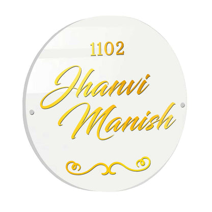 Personalised Round Name Plate for Home Flat Office Door Entrance - Family