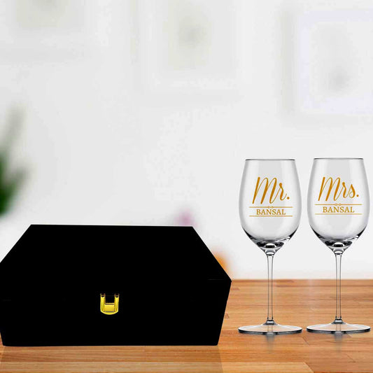 Mr and Mrs Wine Glass With Gift Box Set of 2