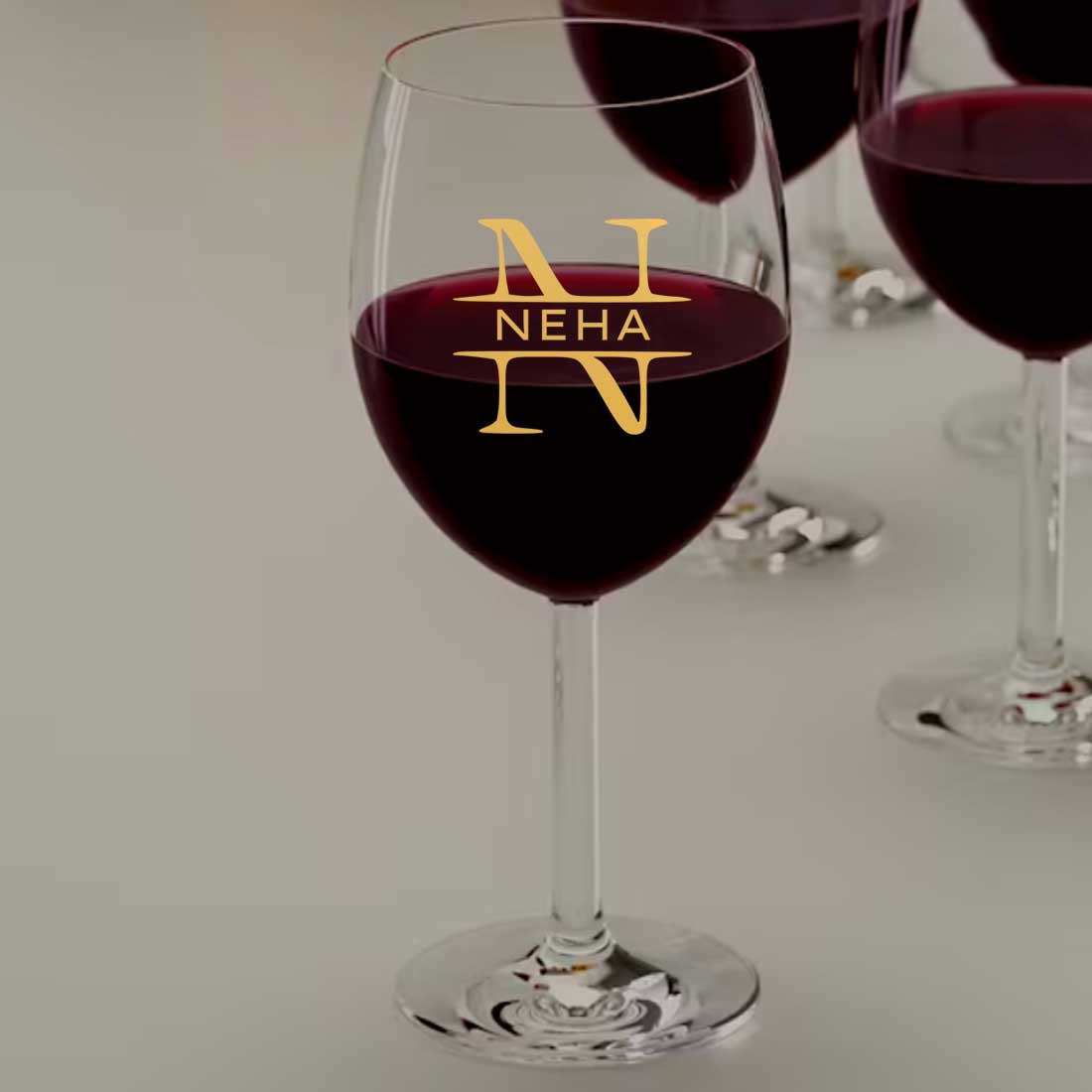 Personalized Wine Glass - Engraved Monogram Name