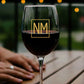 Customized Red Wine Glass Name Logo Initials Monogram - Square