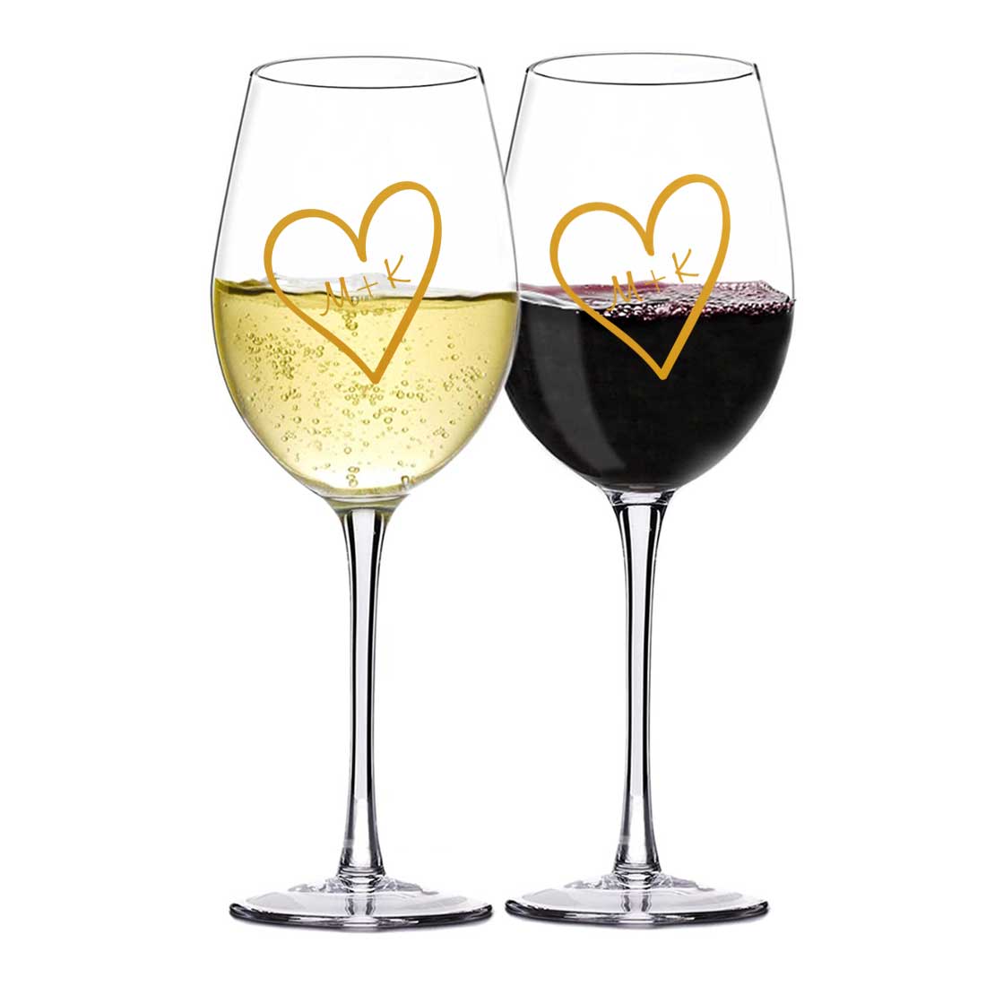 Unique Anniversary Gifts for Couples Personalized Wine Glasses Set Of 2 - Hearts