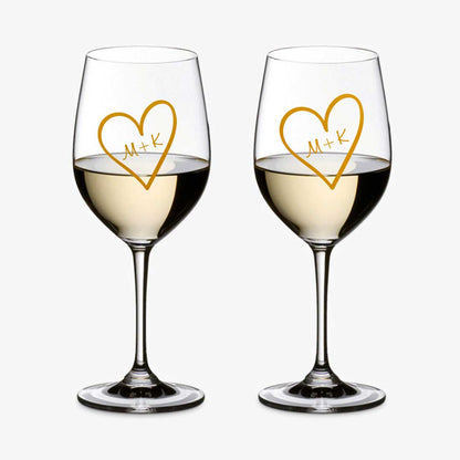 Unique Anniversary Gifts for Couples Personalized Wine Glasses Set Of 2 - Hearts