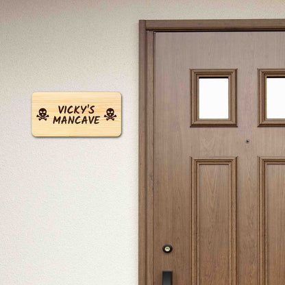 Funny Door Signs for Home Personalized Wooden Nameplate - Man Cave