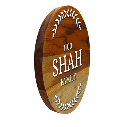 Personalized Wooden Round Name Plate for House Office Décor