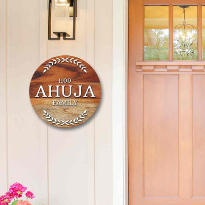 Customized Wooden Round Name Board for Home Flat with Acrylic Letters