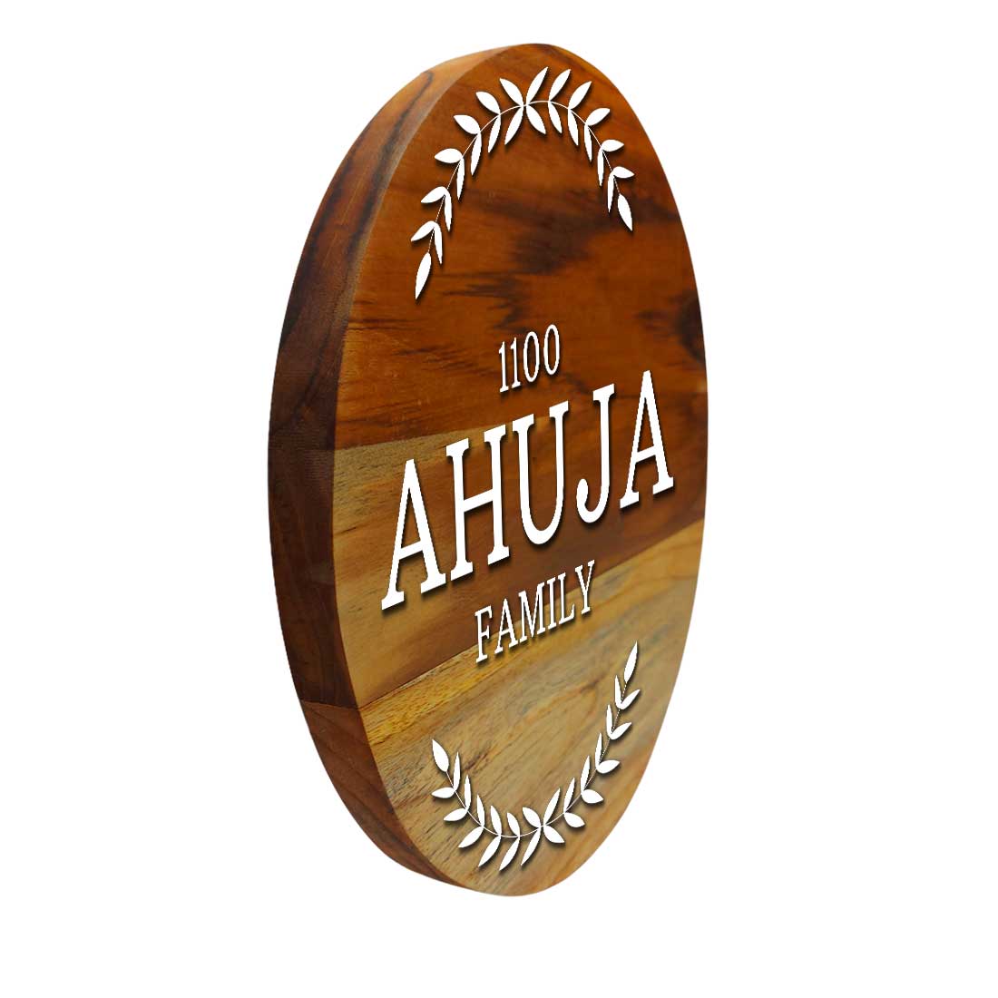 Customized Wooden Round Name Board for Home Flat with Acrylic Letters