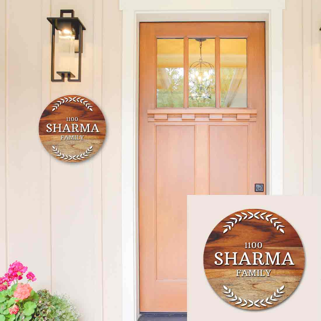 Personalized Wooden Name Plate for Home Entrance with Acrylic Cut Out Fonts