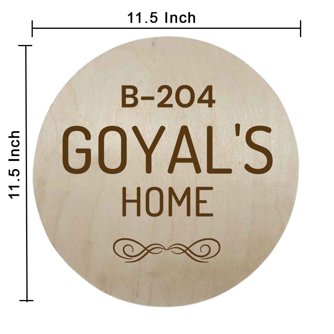Customized Wooden Name Plates for Home Flat Bungalows-Engraved Round Name Board