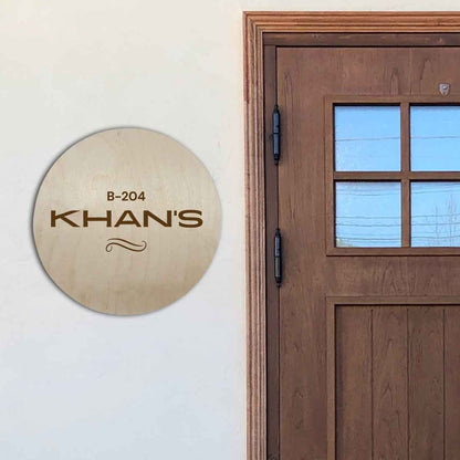 Personalised Engraved Wooden Name Plates for Door Entrance Round Name Board