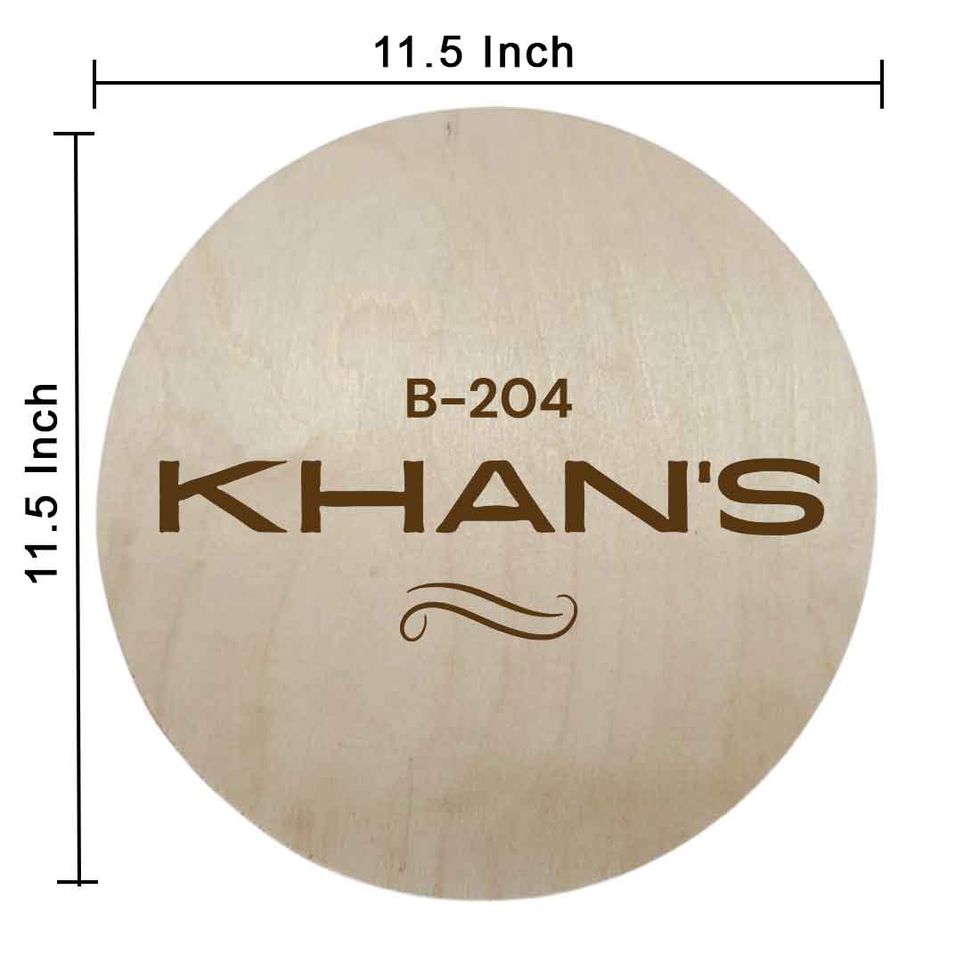 Personalised Engraved Wooden Name Plates for Door Entrance Round Name Board