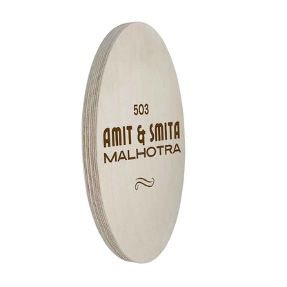 Engraved Wooden Personalized Round Name Plate for House Bungalows Outdoor