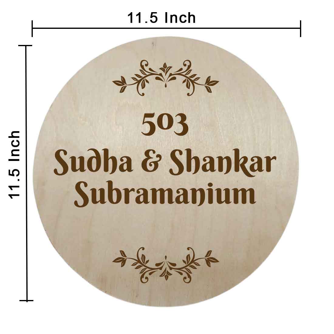 Personalized Name Plate for House Flat Bungalows Engraved Wooden Name Board Round