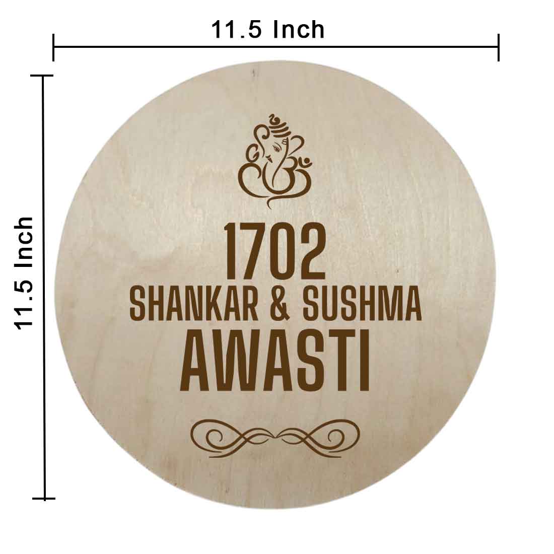 Personalised Engrave Name Plates for House Flat Bungalows Wooden Name Board Round