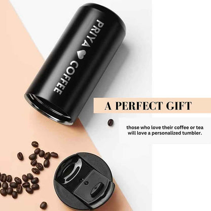 Personalised Stainless Steel Coffee Tumbler Engraved Custom Travel Mug Vacuum Flask (400 ML) - design name