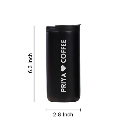 Personalised Stainless Steel Coffee Tumbler Engraved Custom Travel Mug Vacuum Flask (400 ML) - design name