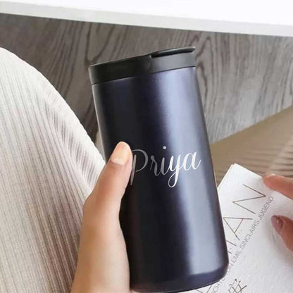 Personalized Coffee Tea Travel Mug Tumbler With Name Initials Monogram Engraved (400 ML)