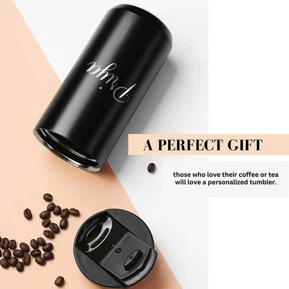 Personalized Coffee Tea Travel Mug Tumbler With Name Initials Monogram Engraved (400 ML)