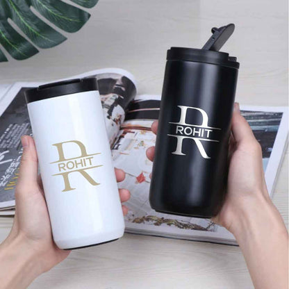 Personalised Steel Mug for Tea Engraved Custom Travel Mug Vacuum Flask (400 ML)