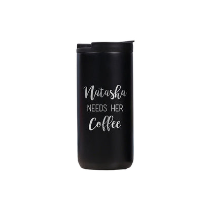 Personalized Travel Tea Mug with Lid Name Engraved Stainless Steel Flask (400ML)