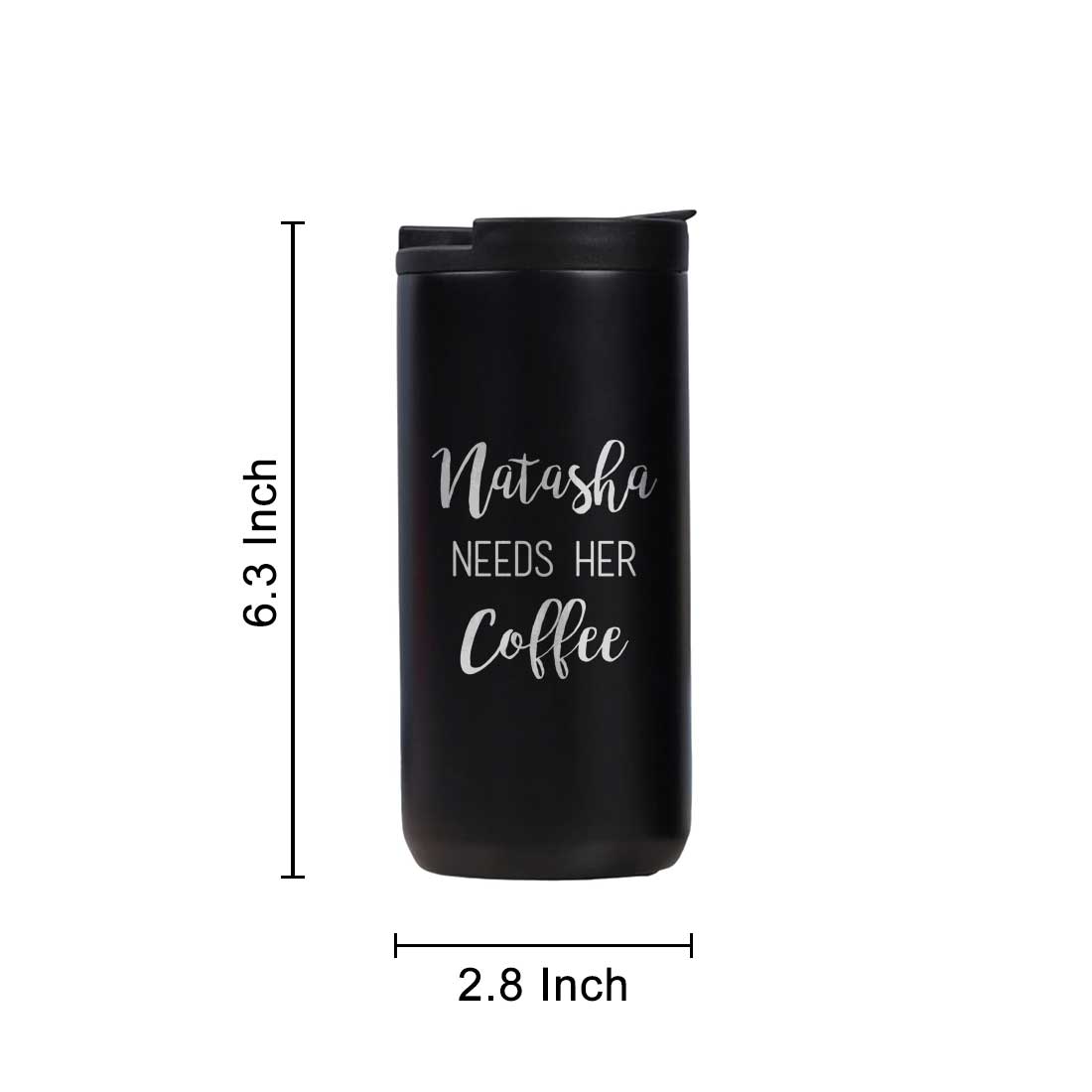 Personalized Travel Tea Mug with Lid Name Engraved Stainless Steel Flask (400ML)