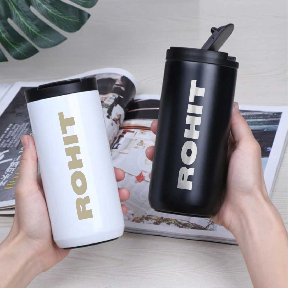 Custom Tea Coffee Tumbler Insulated for Travelling Office Car Engraved Sipper Flask -Add Name