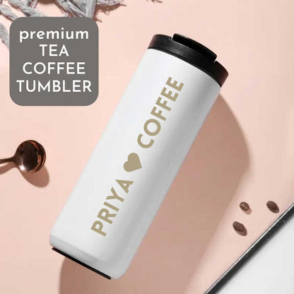 Personalised Stainless Steel Coffee Tumbler Engraved Custom Travel Mug Vacuum Flask (400 ML) - design name