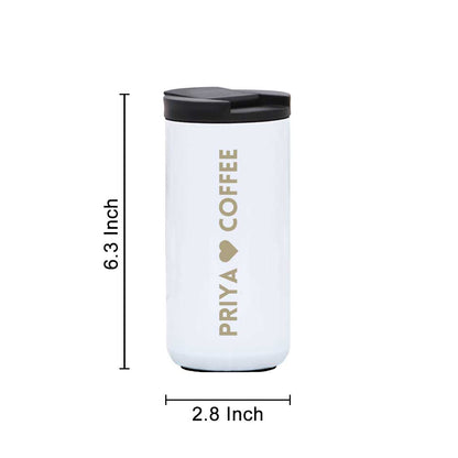 Personalised Stainless Steel Coffee Tumbler Engraved Custom Travel Mug Vacuum Flask (400 ML) - design name