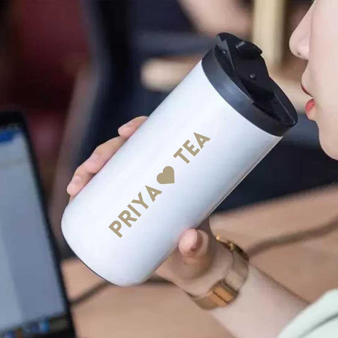 Customized Insulated Coffee Cup Tumbler with Name Engraved Design (400 ML) - TEA